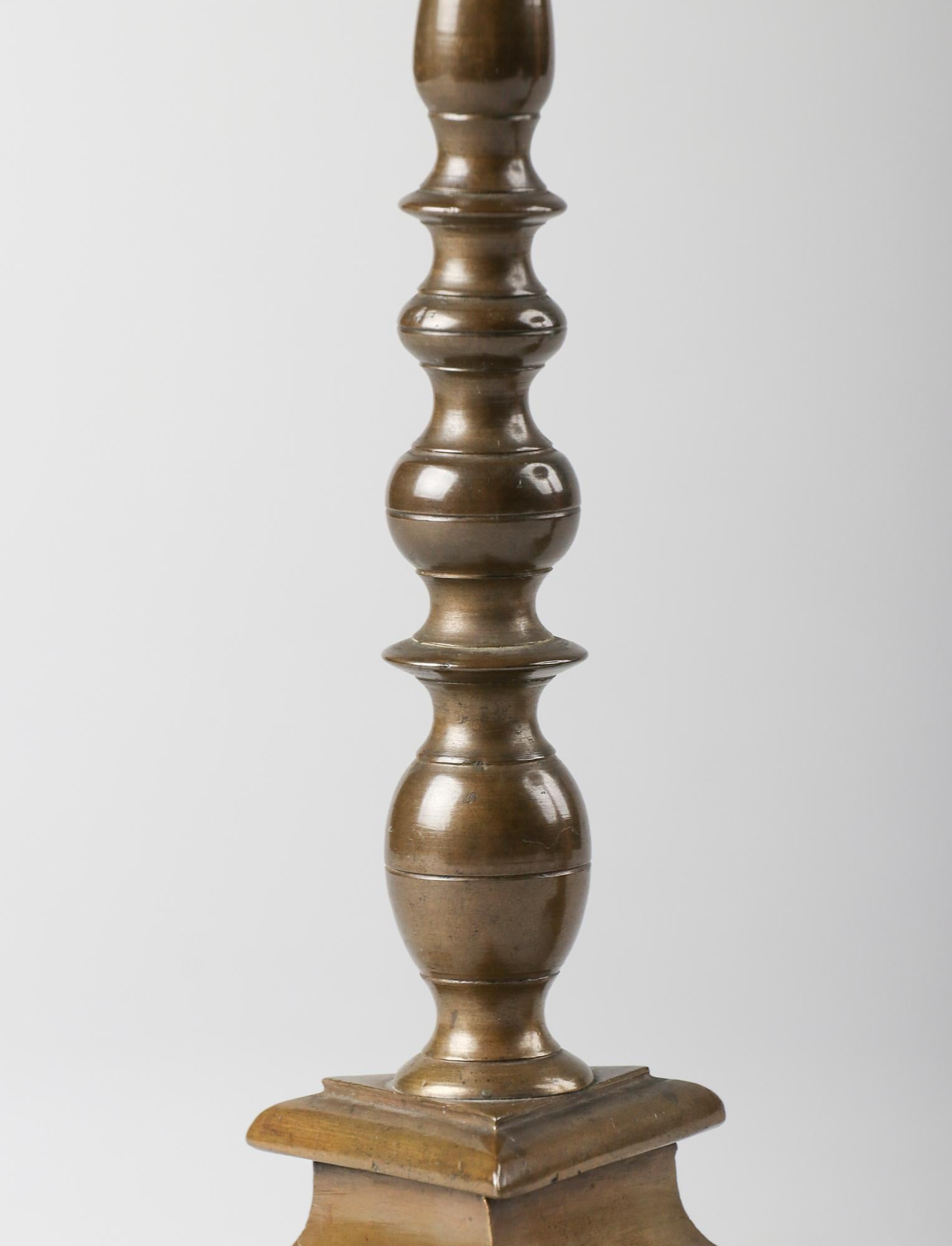 Cast Pair of 18th Century Brass Antique Candlesticks