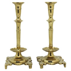 Antique A Pair of 18th Century Brass Polish Shabbat Candlesticks