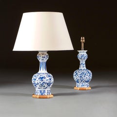 Paar Delfter Vasen des 18. Jahrhunderts als Lampen