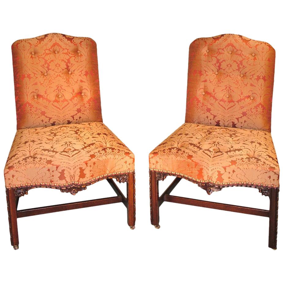Pair of 18th Century English Chippendale Mahogany Side Chairs