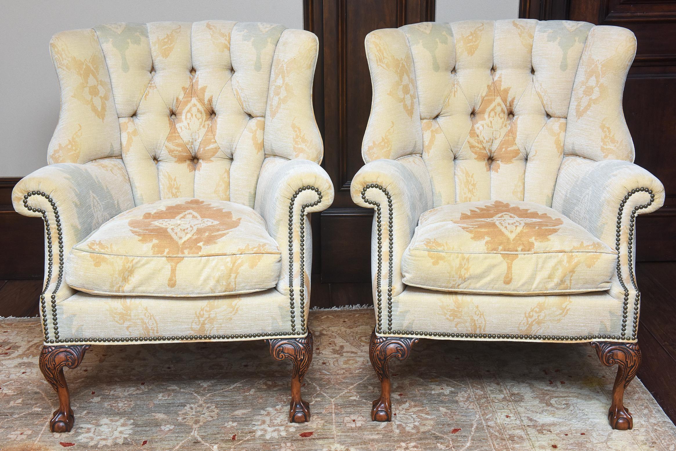 Paire de chaises à oreilles anglaises du XVIIIe siècle en vente 5