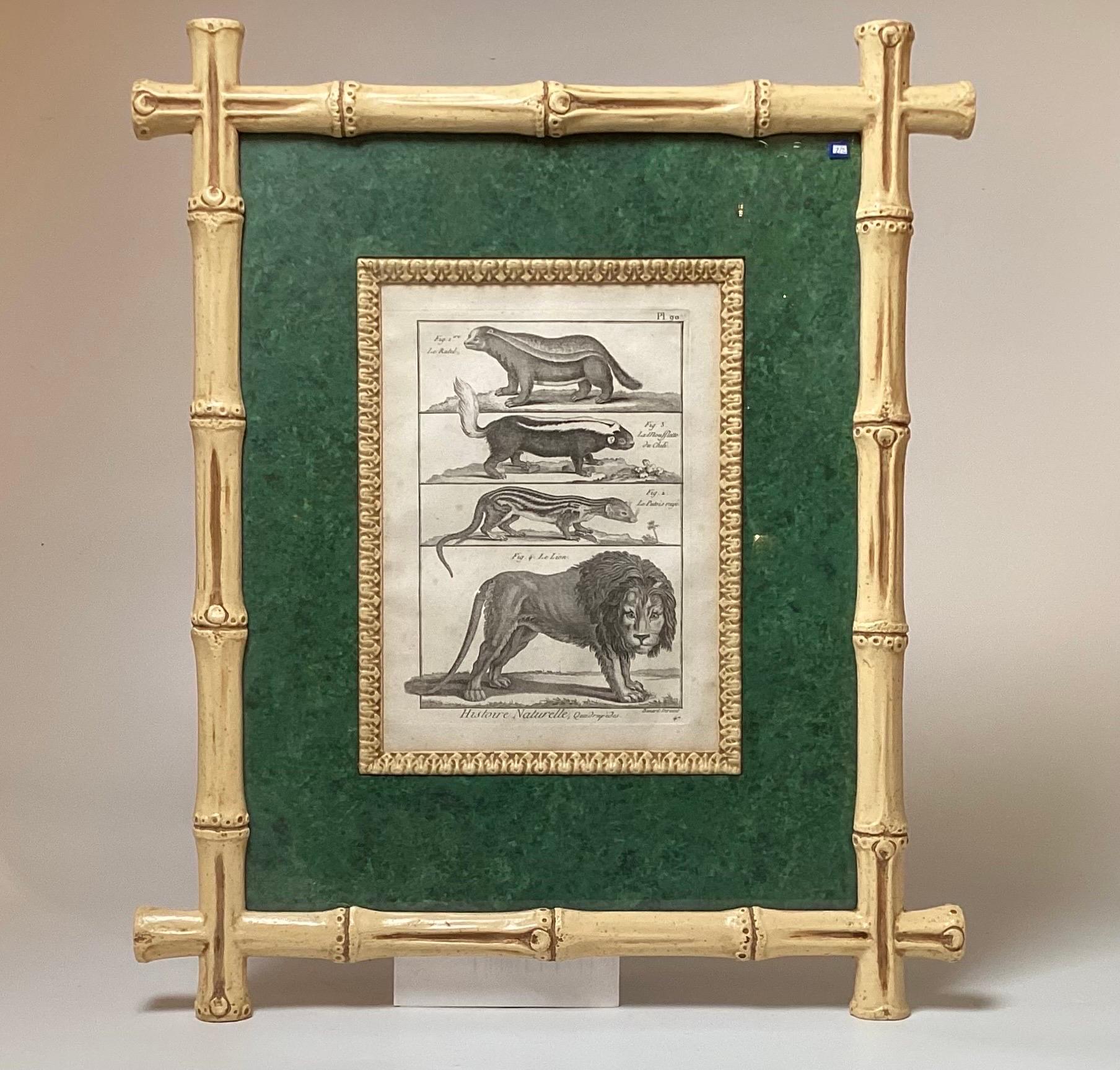Pair of 18th Century French Engravings in Faux Bamboo Frames For Sale 3