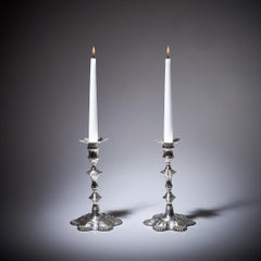 Pair of 18th Century George II Silver Candlesticks by John Cafe, London, 1751