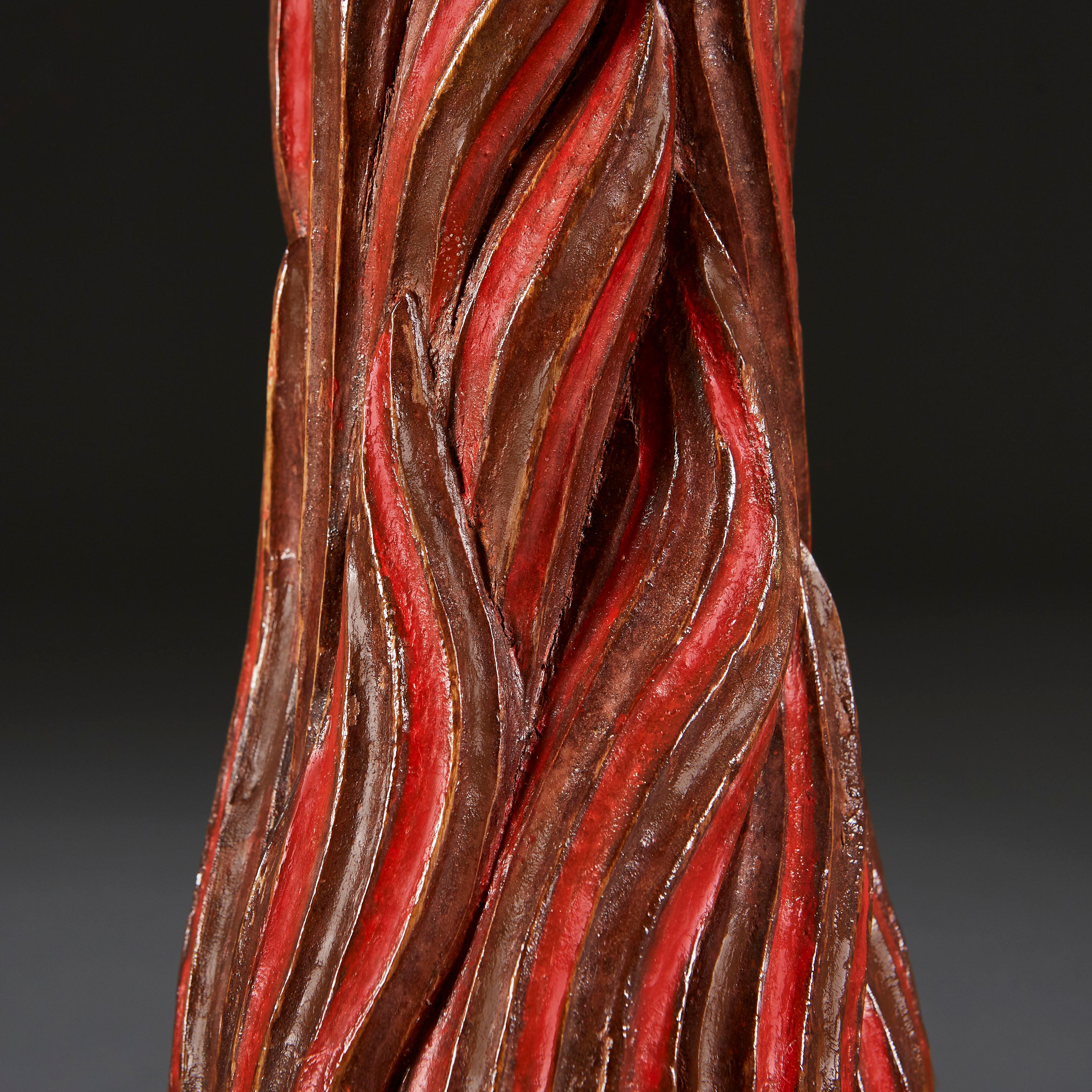 Wood Pair of 18th Century Italian Flame Finial Lamps