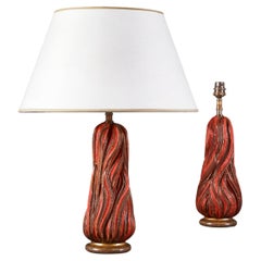 Pair of 18th Century Italian Flame Finial Lamps