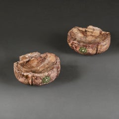 A Pair of 18th Century Italian Pink Marble Basins, Breccia Pernice