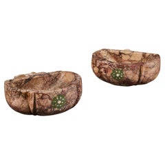 A Pair of 18th Century Italian Pink Marble Basins, Breccia Pernice