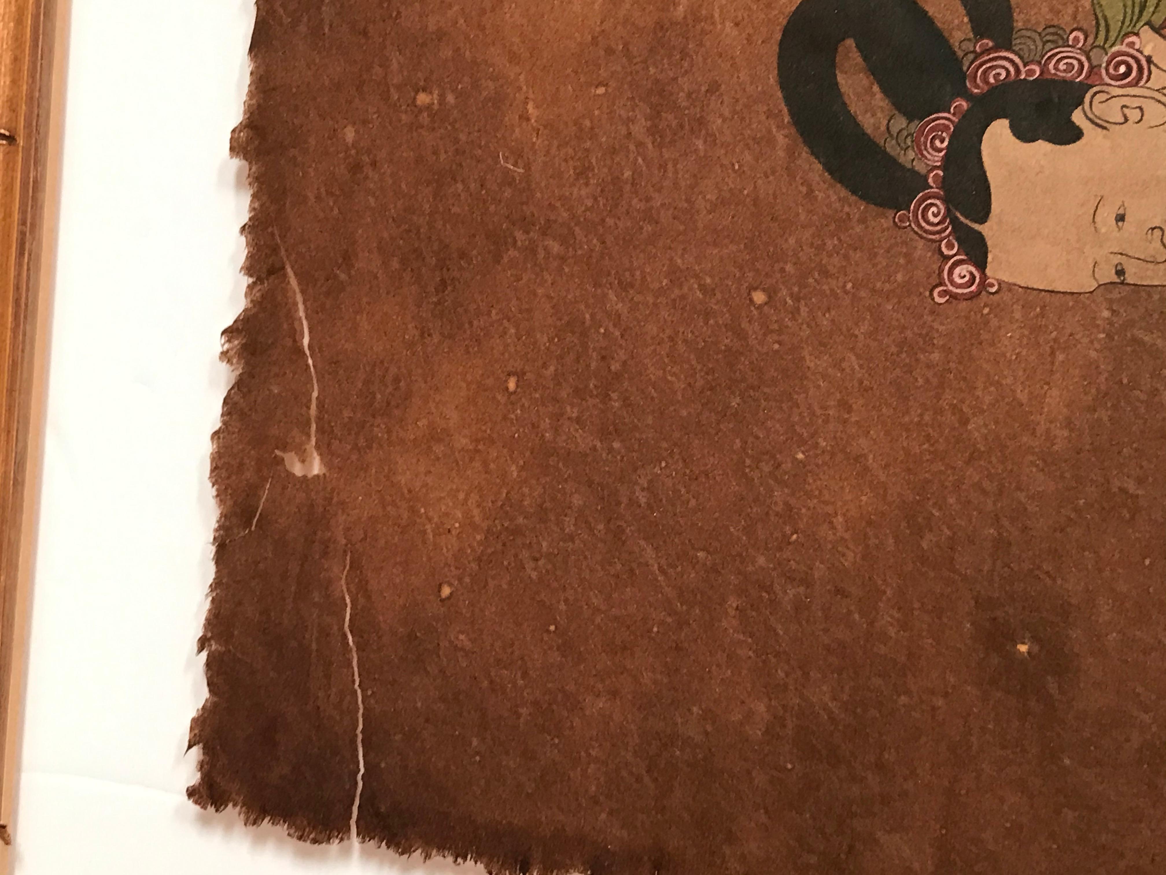Gilt Pair of 18th Century Japanese Watercolor on Rice Paper