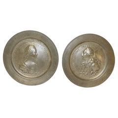 Pair of 18th Century Louis XVI & Marie Antoinette Commemorative Pewter Plates