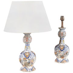 Pair of 18th Century Polychrome Delft Vases as Table Lamps