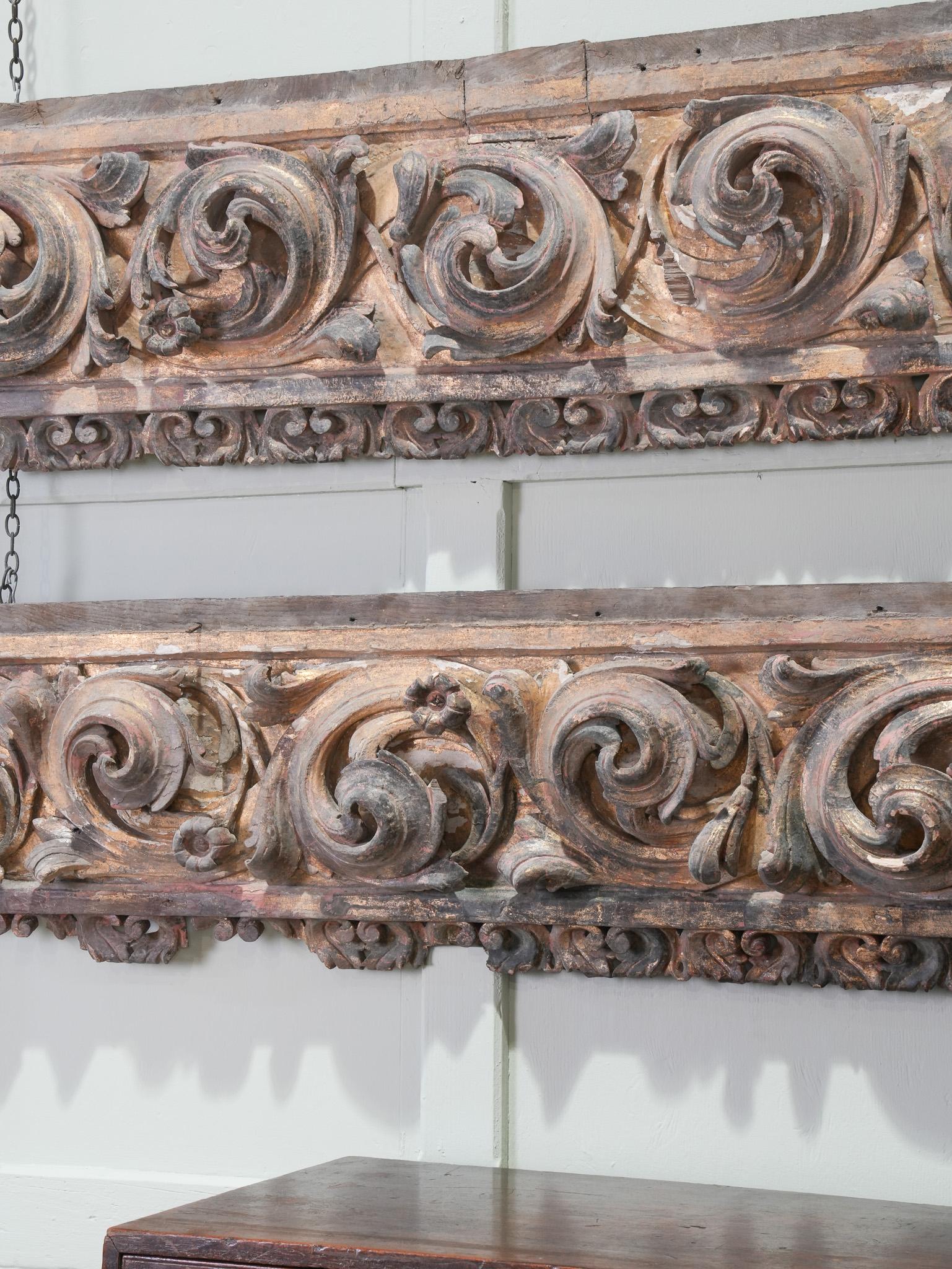 A Pair of 18th Century Portuguese Baroque Wall Panels In Good Condition For Sale In Conwy, GB