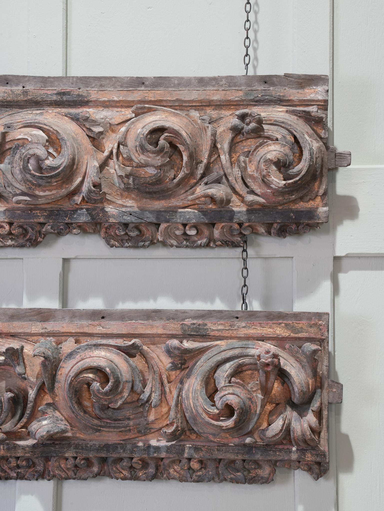 Chestnut A Pair of 18th Century Portuguese Baroque Wall Panels For Sale