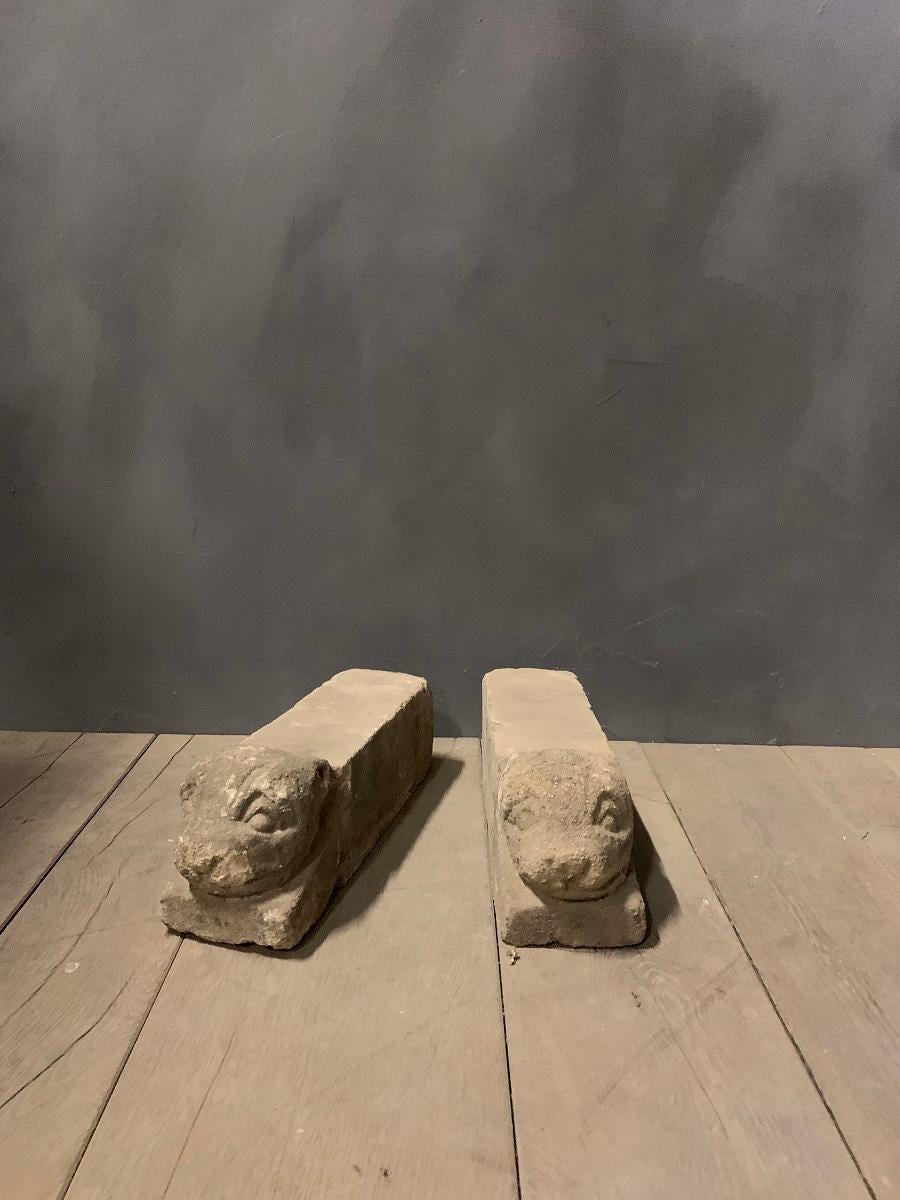 Pair of 18th Century Stone Firedogs For Sale 6