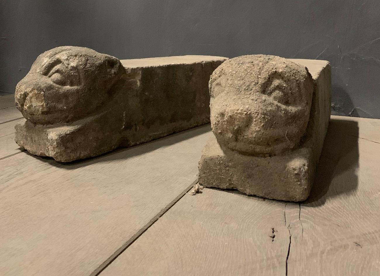 Pair of 18th Century Stone Firedogs For Sale 7
