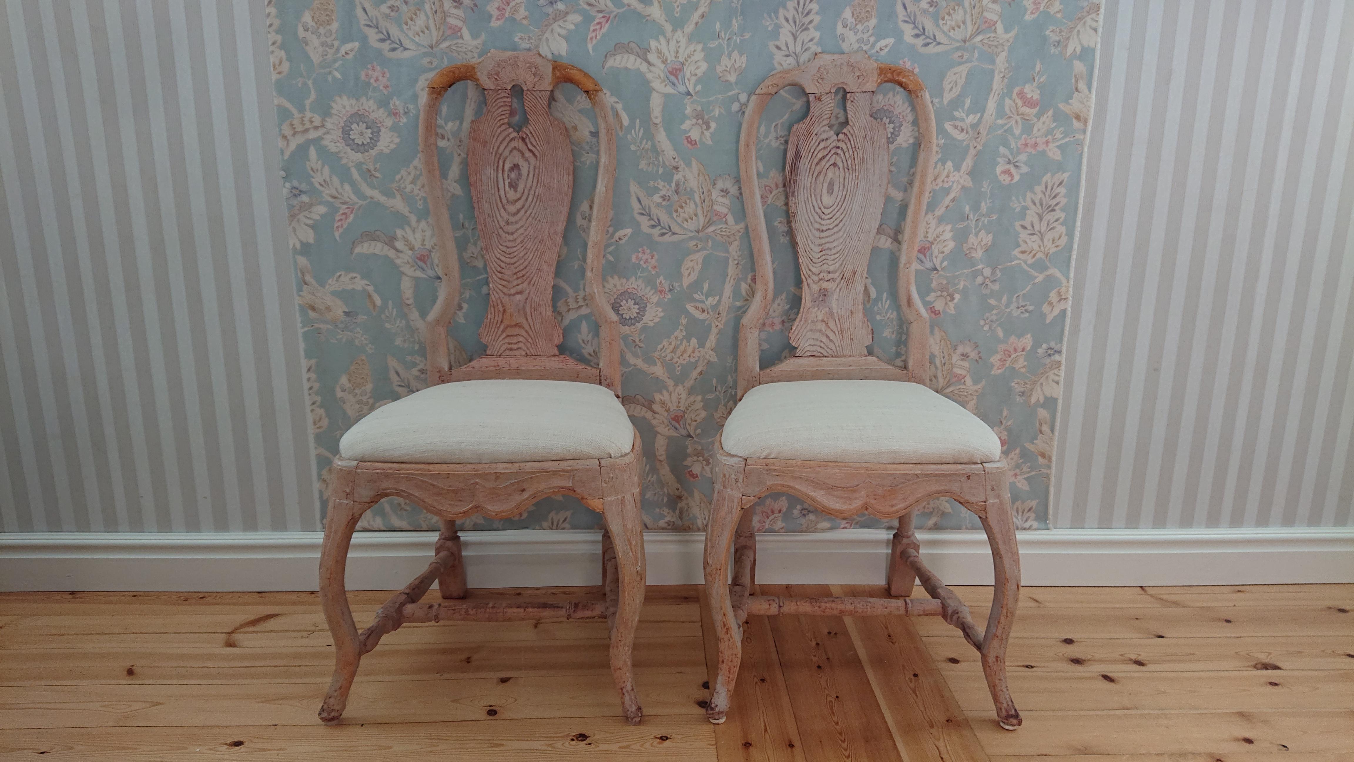 Pair of 18th Century Swedish Rococo Chairs Originalpaint 13