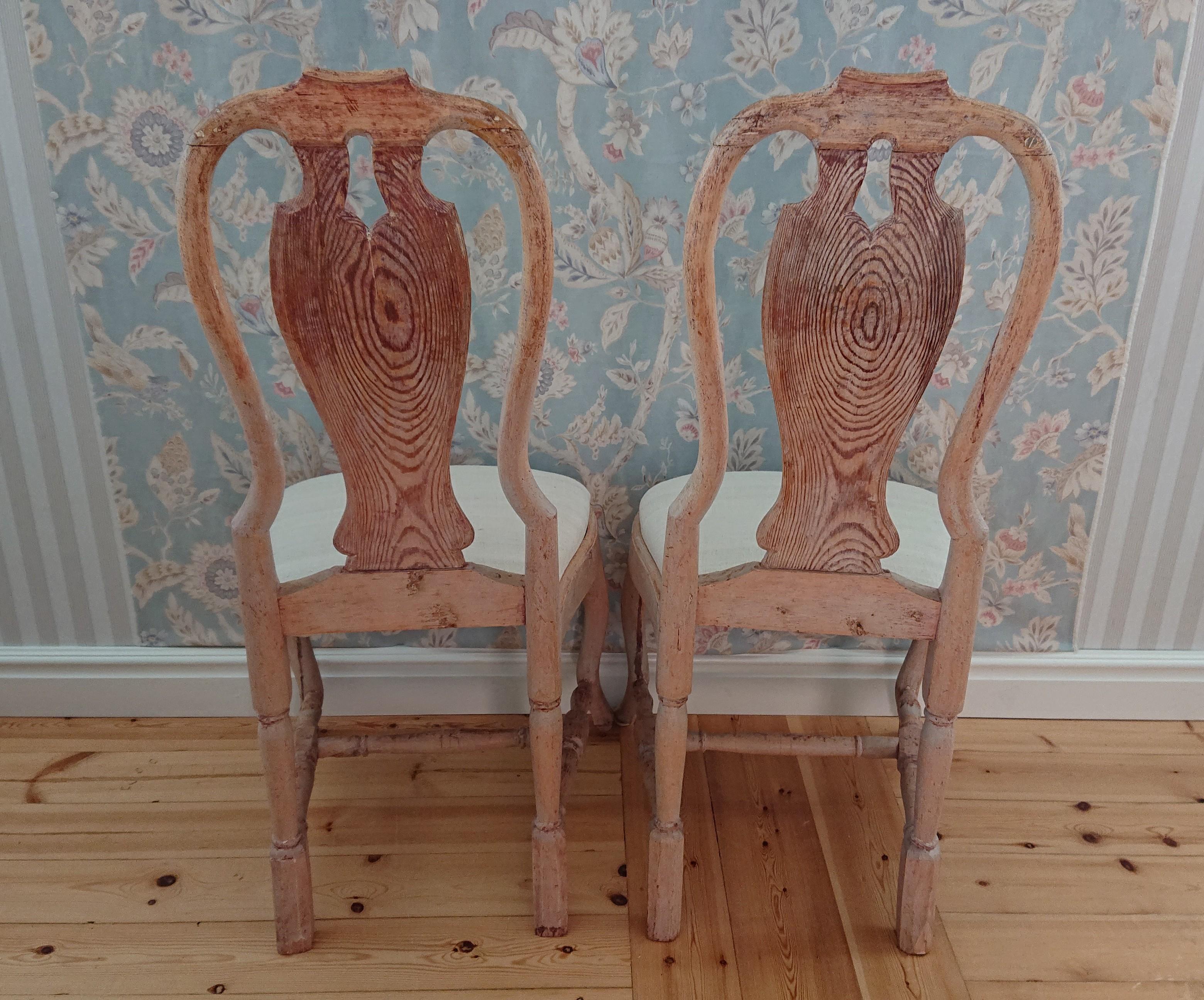 Pair of 18th Century Swedish Rococo Chairs Originalpaint In Good Condition In Boden, SE