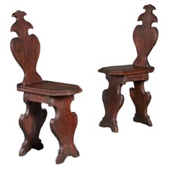 A Pair of 18th Century Tuscan Hall Chairs