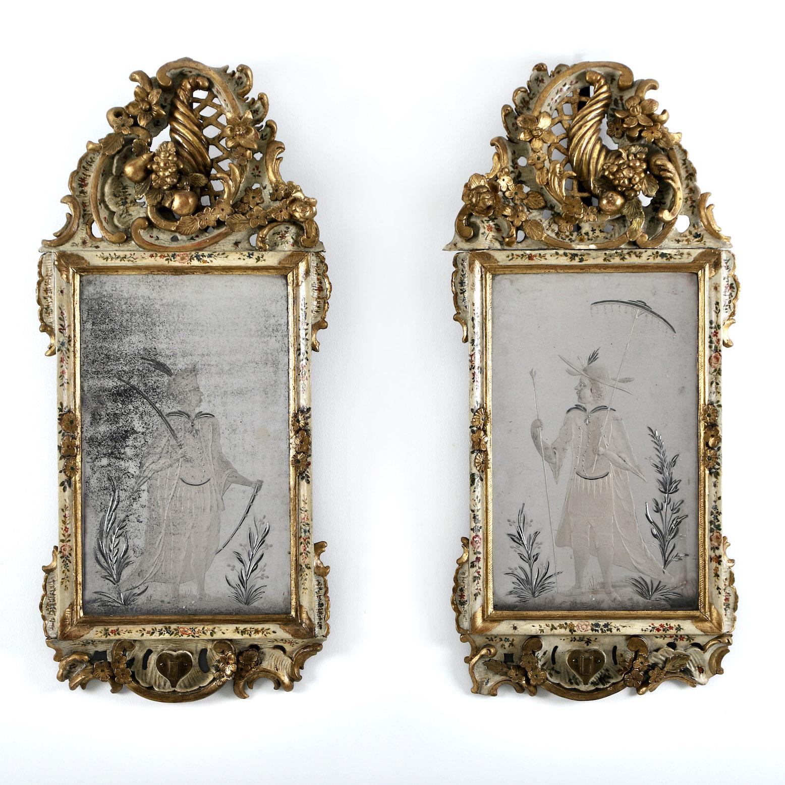 Italian A Pair of 18th Century Venetian Mirrors