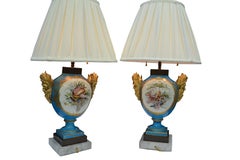 Pair of 19th Century Sèvres and Gilt Bronze Baluster Vase Lamps