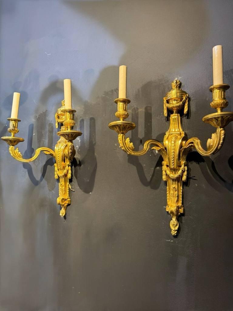 American 1900 Caldwell Neoclassic Gilt Sconces For Sale