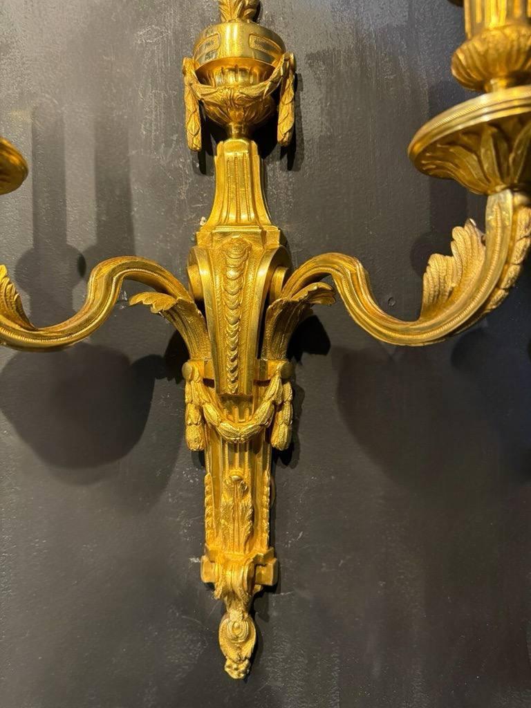 Bronze 1900 Caldwell Neoclassic Gilt Sconces For Sale