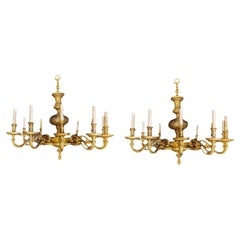 Pair of 1900’s Caldwell Bronze Engraved Chandeliers