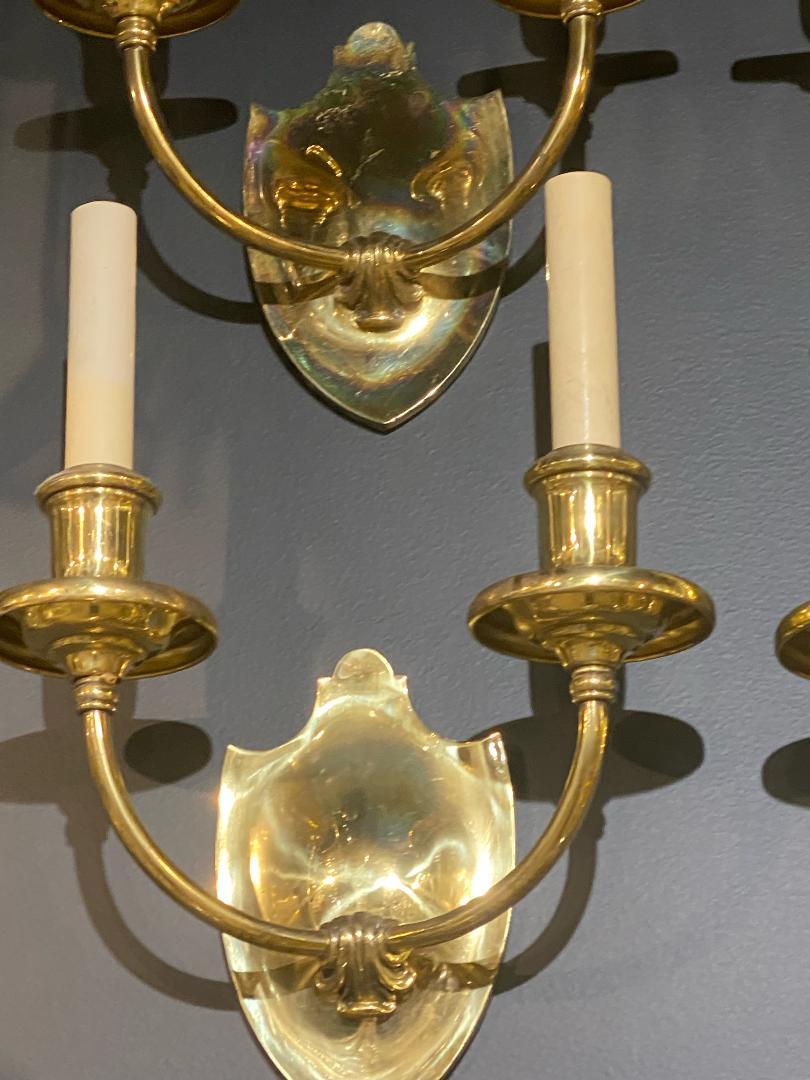 1920's Caldwell Gilt Bronze Sconces In Good Condition For Sale In New York, NY
