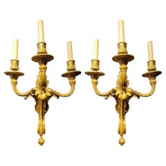 Antique Pair 1920's Caldwell Large Sconces with 3 Lights