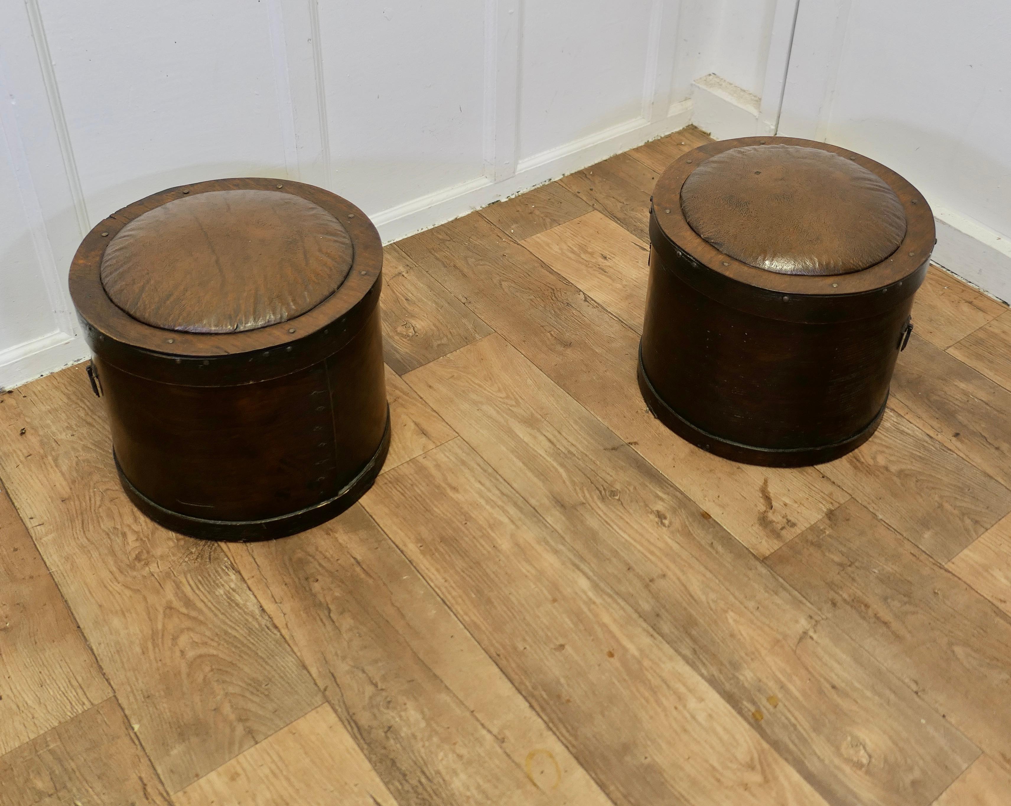 Art Deco A Pair of 1920s Fireside Stools for Coal and Logs  An attractive pair   For Sale