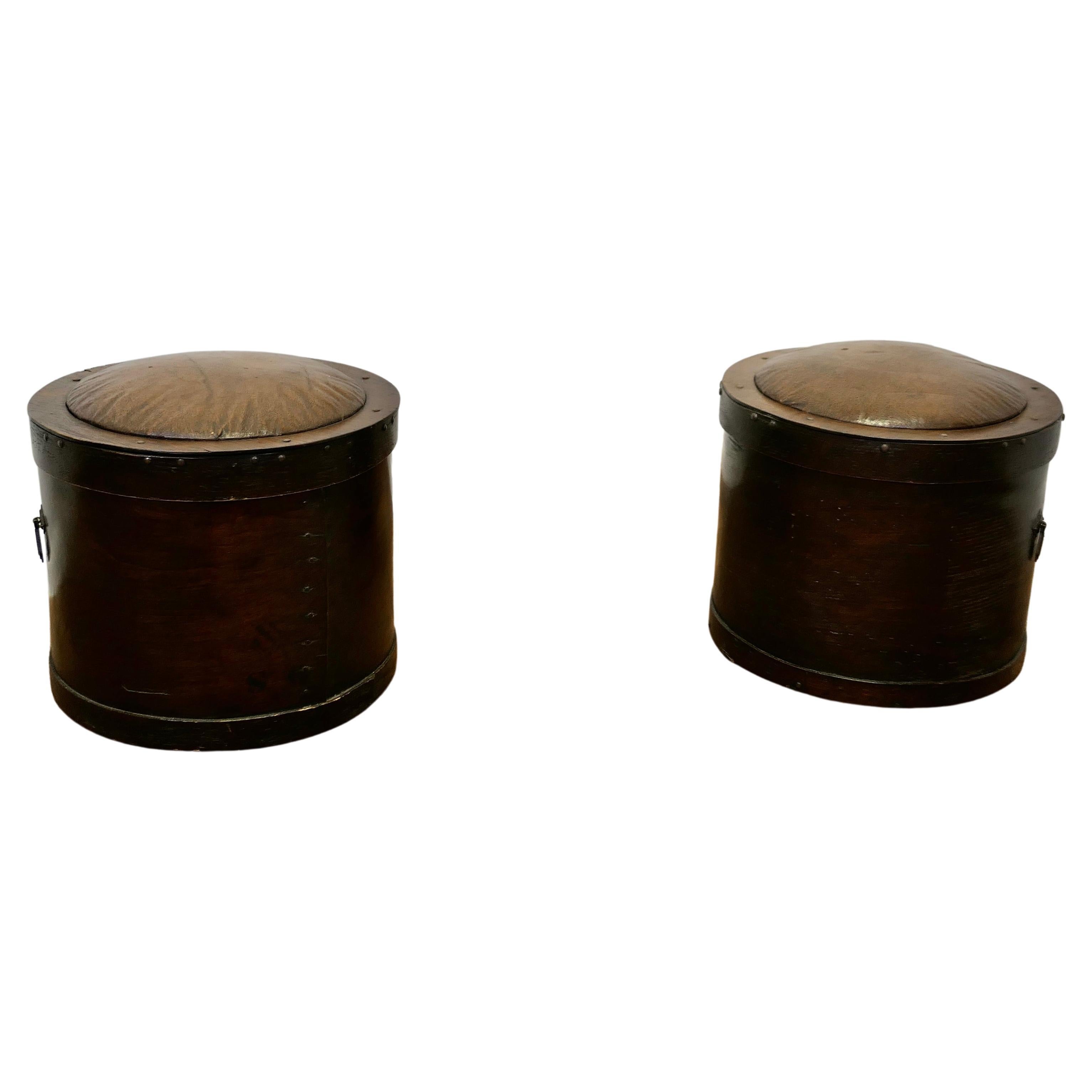 A Pair of 1920s Fireside Stools for Coal and Logs  An attractive pair   For Sale