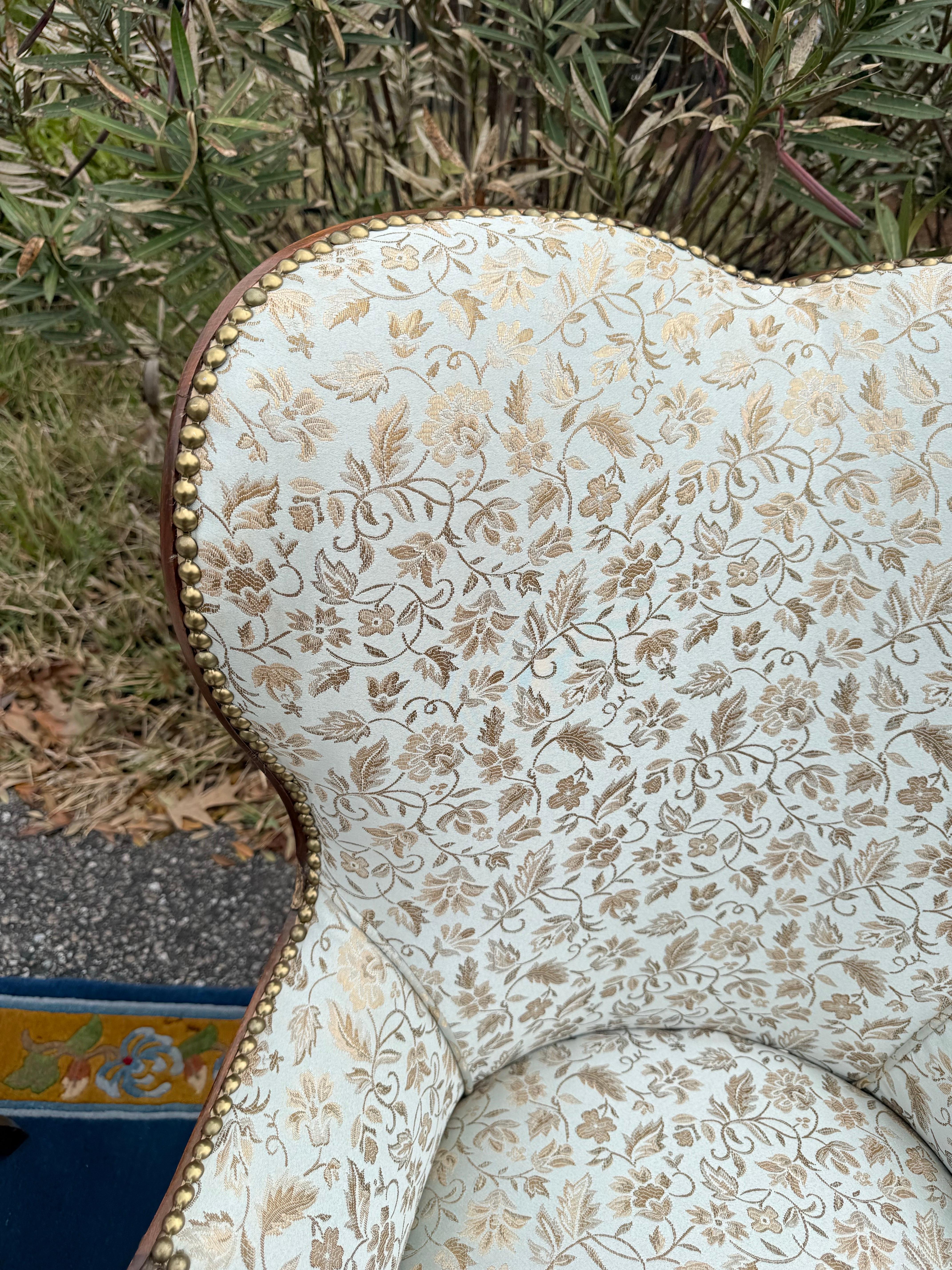 A pair of 1920s French Blue Upholstered Art Deco Fireside Chairs 1