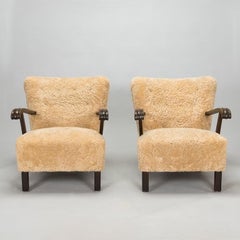 A pair of 1930s/40s Danish Art Deco Sheepskin armchairs