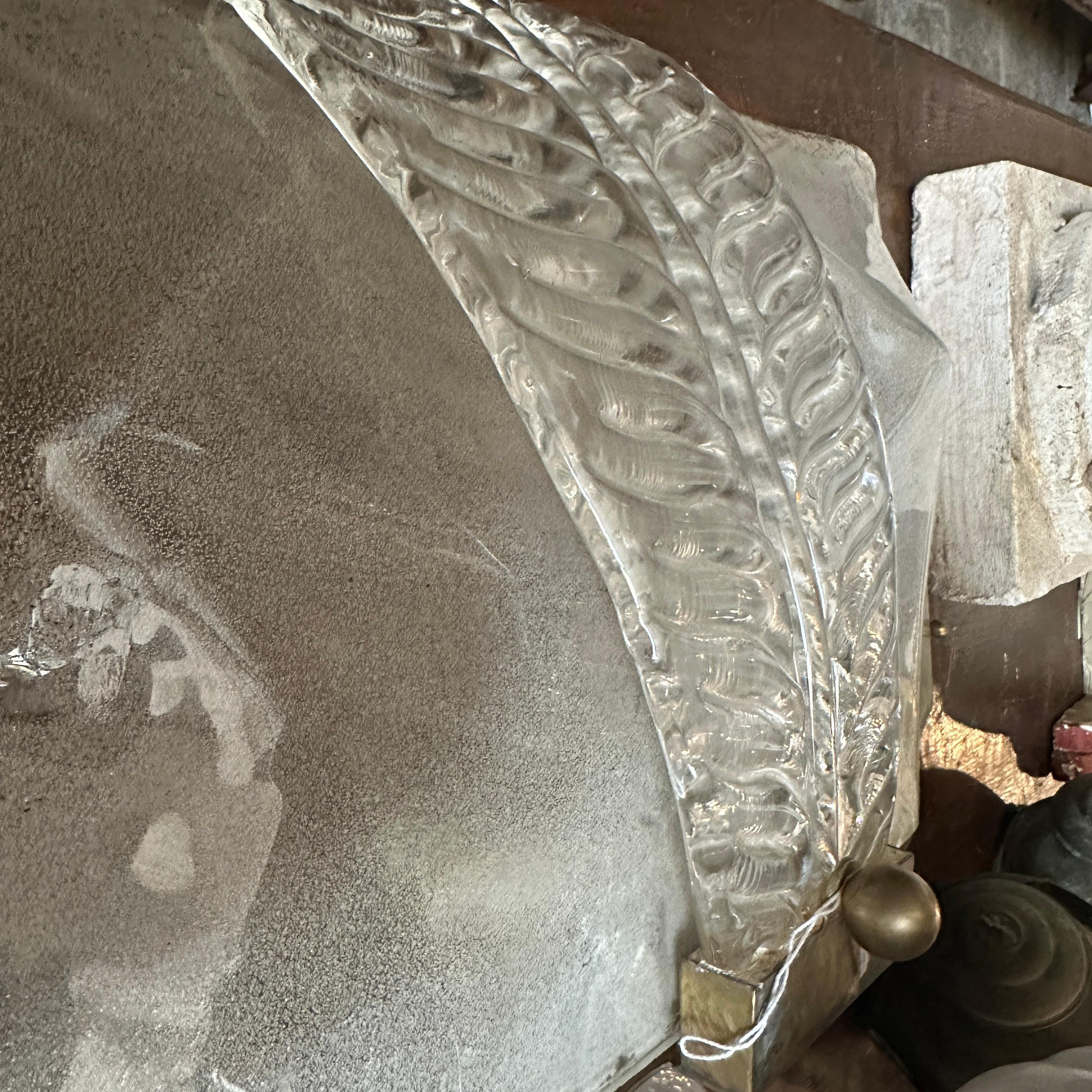 A pair of 1930s Art Deco Murano Glass Huge Wall Sconces by Ercole Barovier For Sale 12