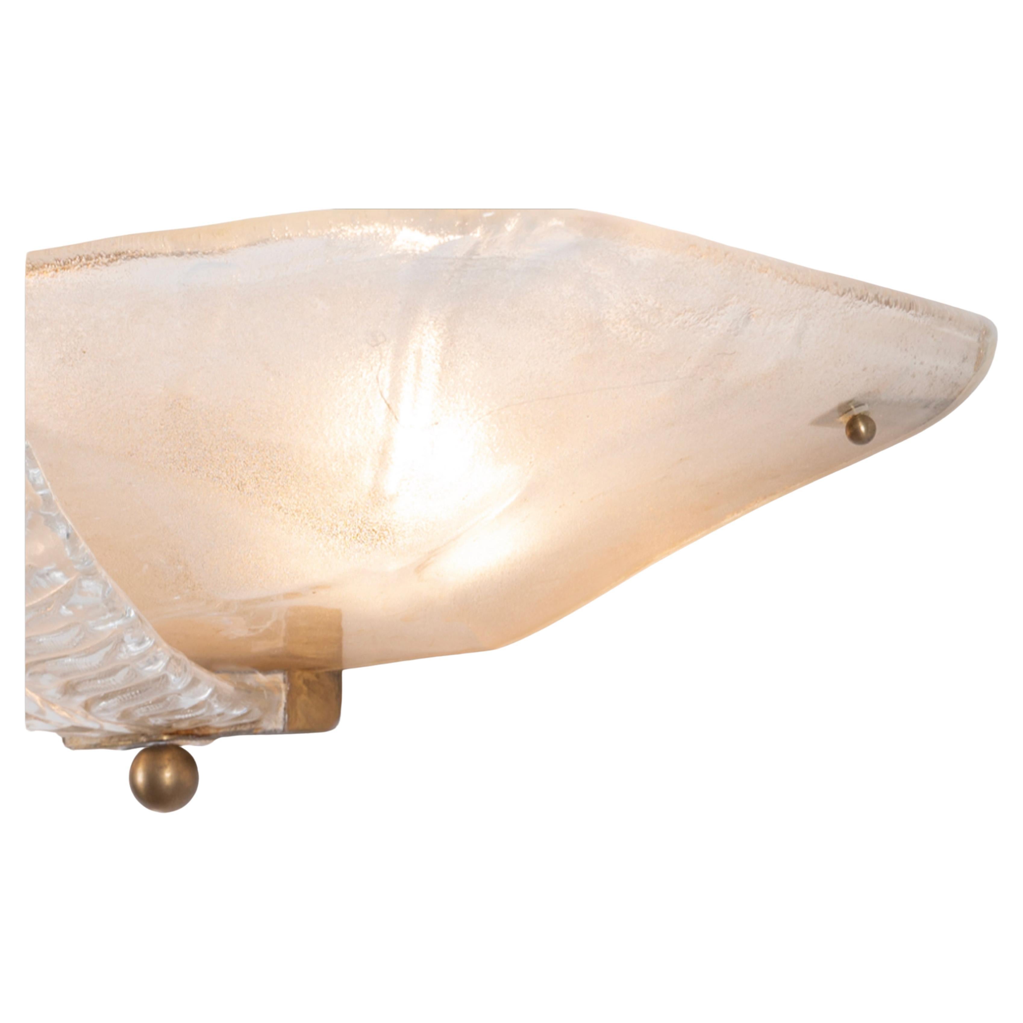 Italian A pair of 1930s Art Deco Murano Glass Huge Wall Sconces by Ercole Barovier For Sale