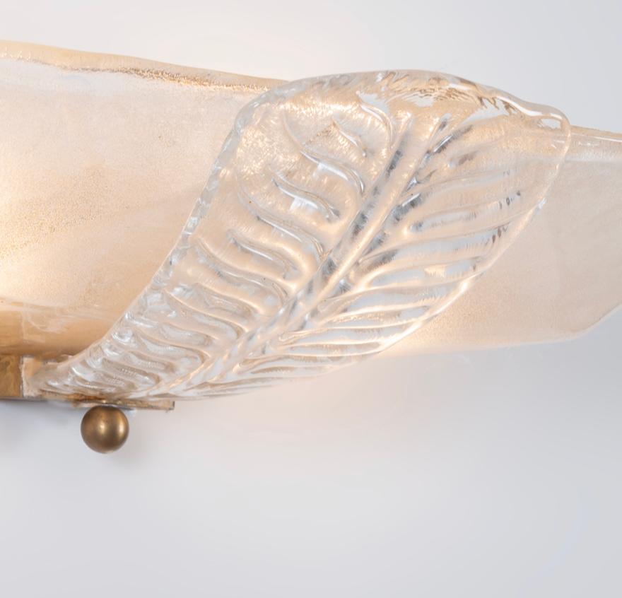 A pair of 1930s Art Deco Murano Glass Huge Wall Sconces by Ercole Barovier In Good Condition For Sale In Catania, Sicilia