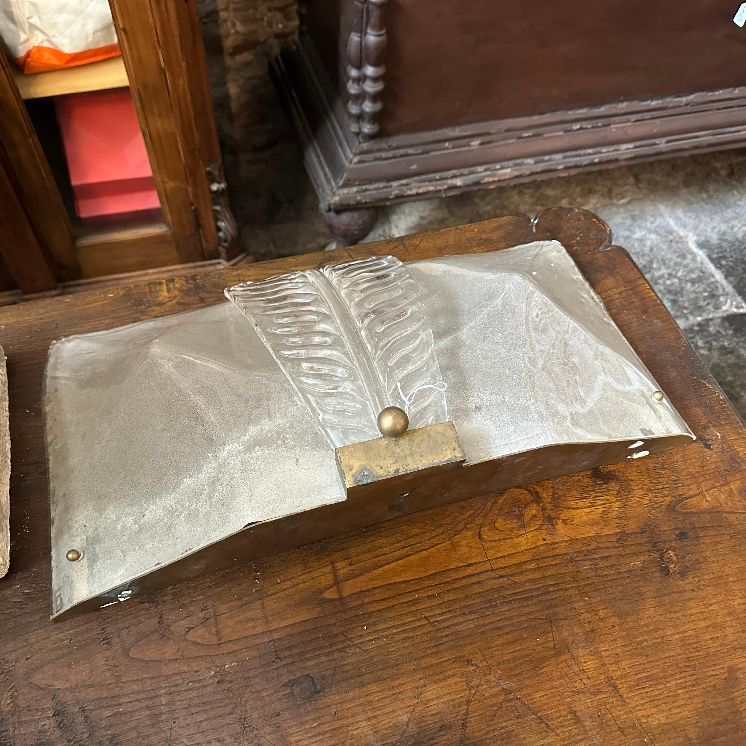 A pair of 1930s Art Deco Murano Glass Huge Wall Sconces by Ercole Barovier For Sale 1