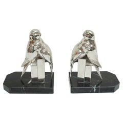 A Pair of 1930's Art Deco Silvered Spelter Bookends 