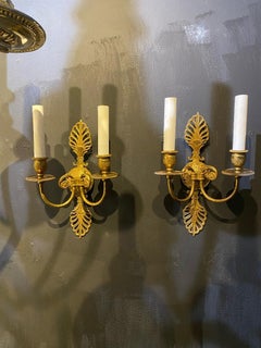 1930's French Empire Gilt Bronze Sconces