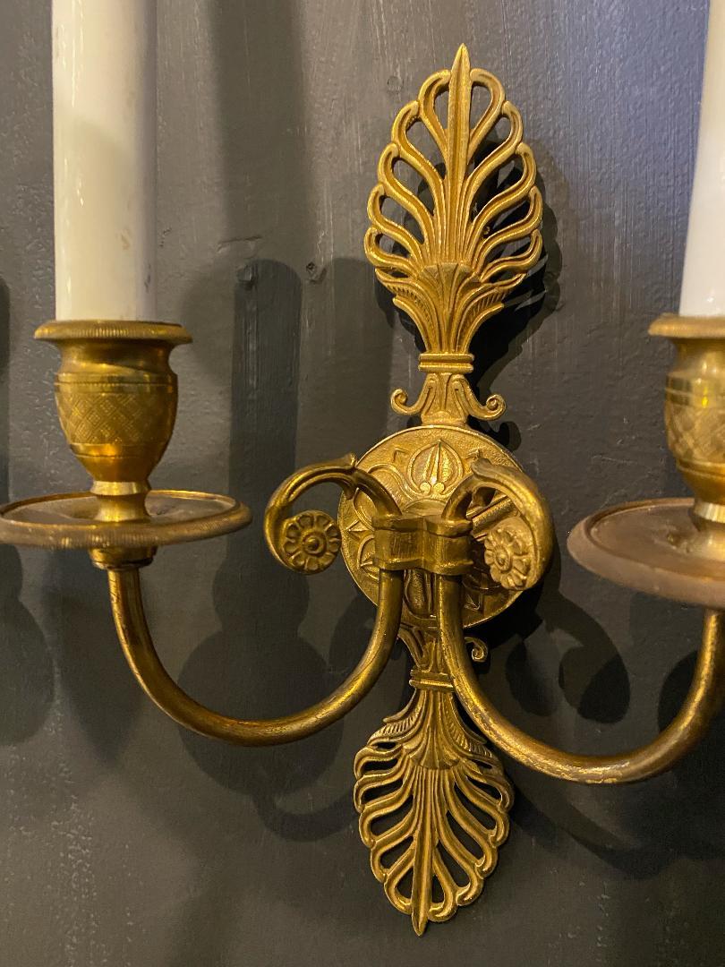 1930's French Empire Gilt Bronze Sconces For Sale 1