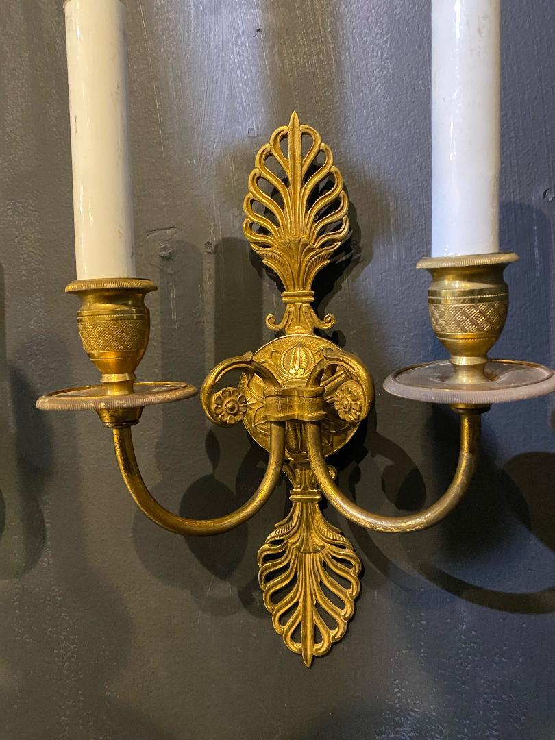 1930's French Empire Gilt Bronze Sconces For Sale 3