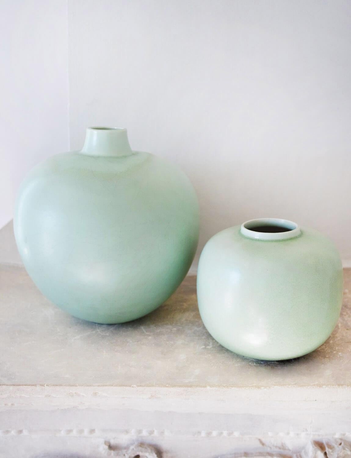 italien Paire de vases Celadon de Guido Andlovitz pour Lavenia des années 1930 en vente