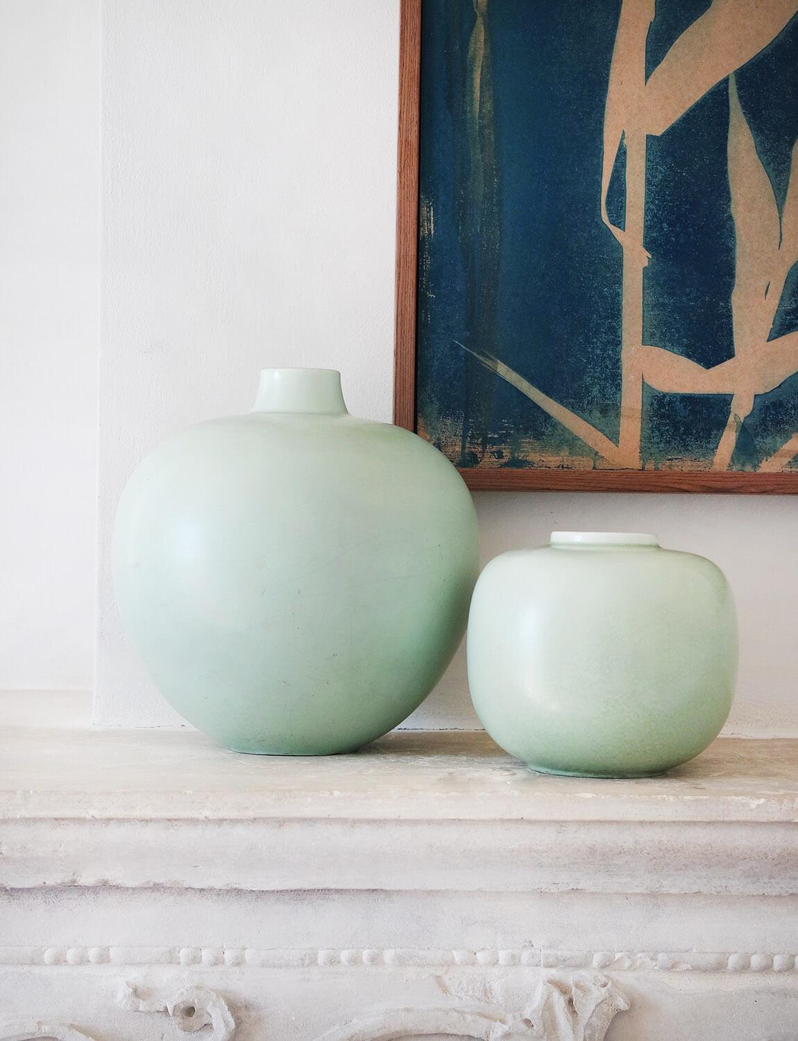 Céramique Paire de vases Celadon de Guido Andlovitz pour Lavenia des années 1930 en vente