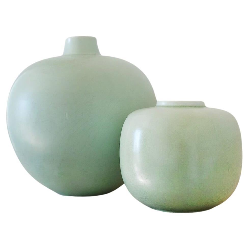 A pair of 1930s Guido Andlovitz for Lavenia Celadon Vases For Sale