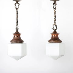 A Pair of 1930s Hexagonal Lights