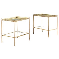 Pair of 1940s Brass and Mirrored Etageres