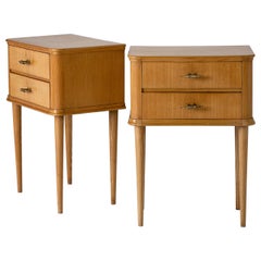 Vintage Pair of 1940s Oak Bedside Tables