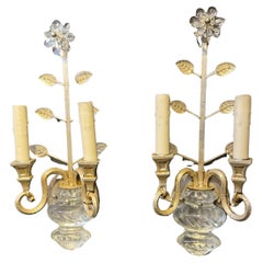 A pair of 1940’s Silver leaves French sconces