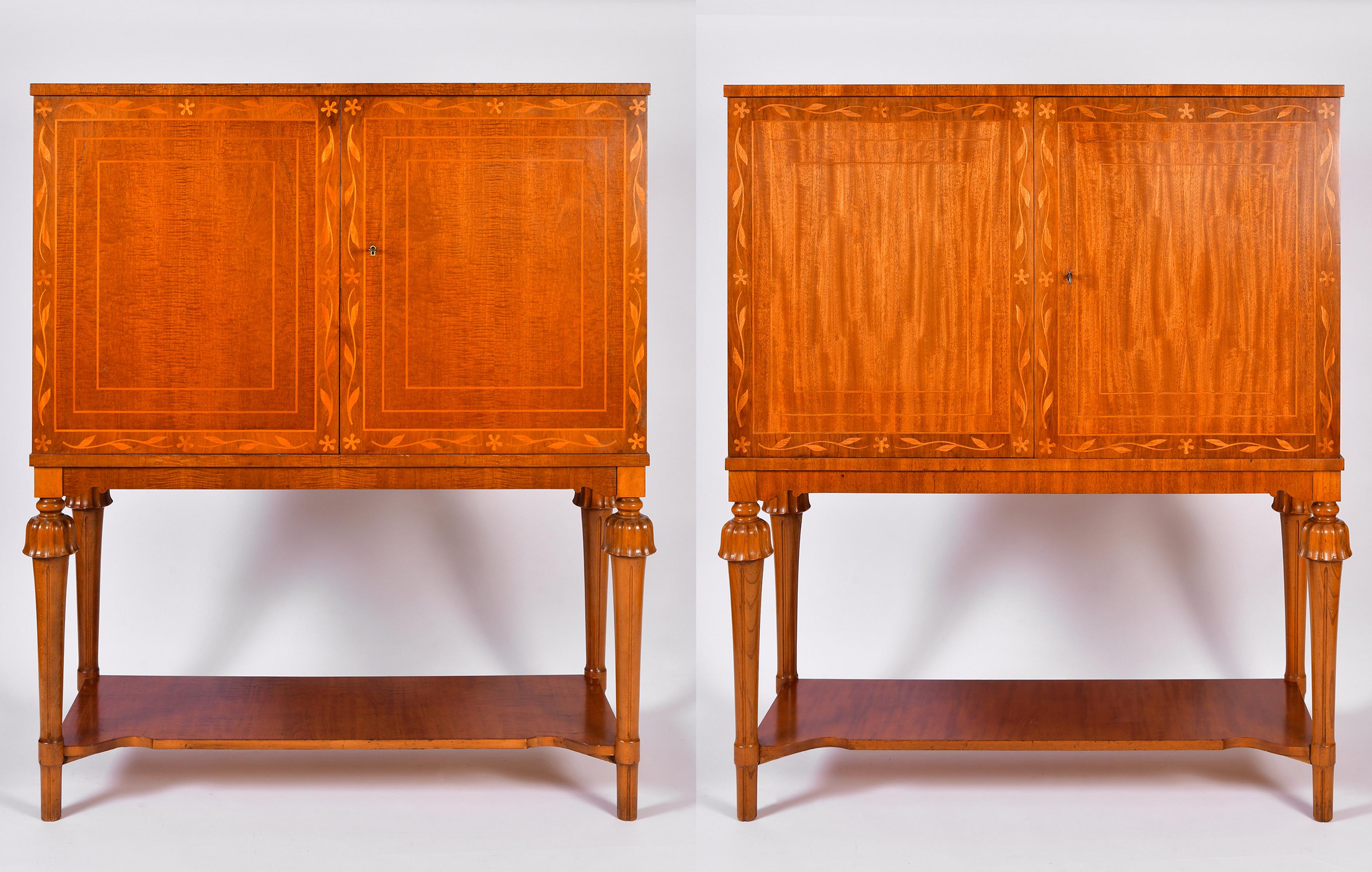 Pair of 1940s Swedish Modern Mahogany Cabinets on Stand In Good Condition In London, GB