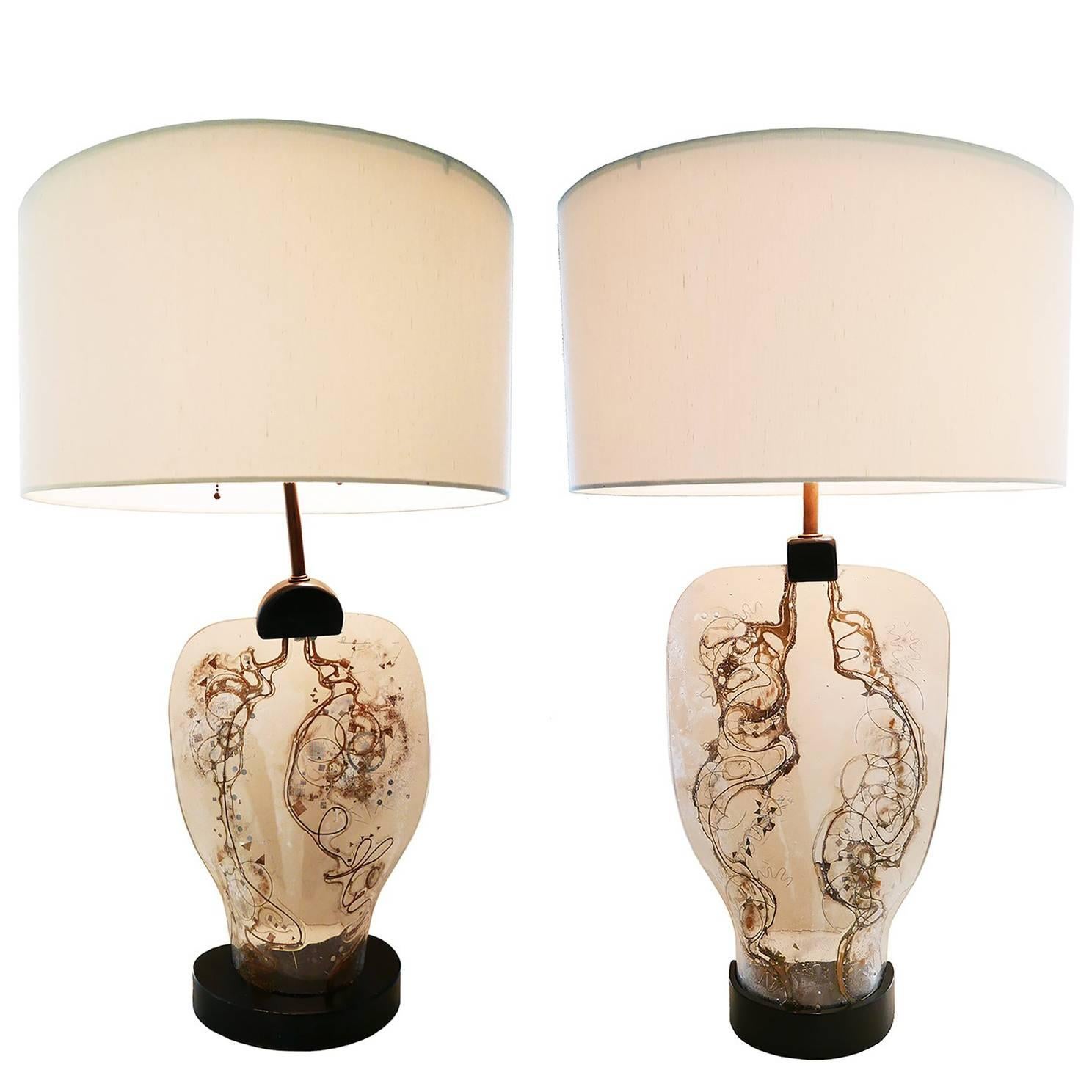 Pair of 1950 Zahara Schatz Sculptural Table Lamps For Sale