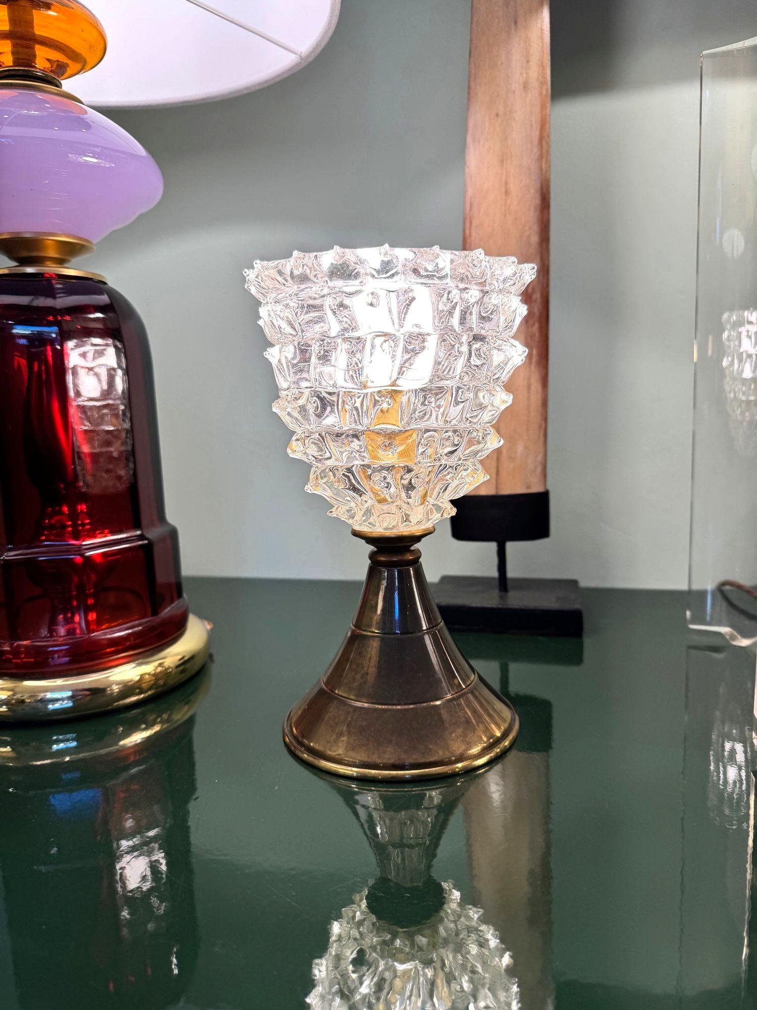 Coppia di lampade in ottone e vetro di Barovier&Toso degli anni '50 in vendita 3